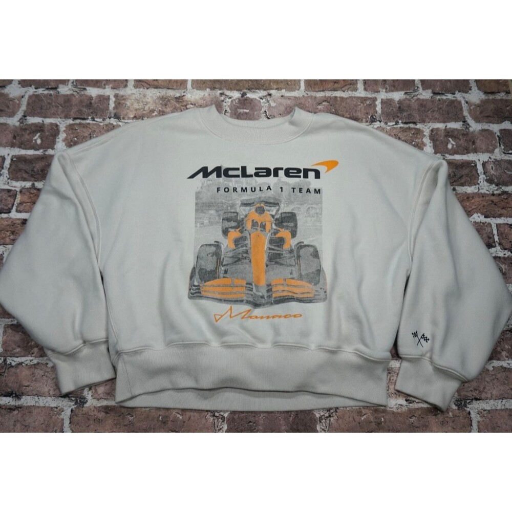 Abercrombie McLaren F1 Monaco Sweatshirt Womens L Cream Crewneck Graphic Racing